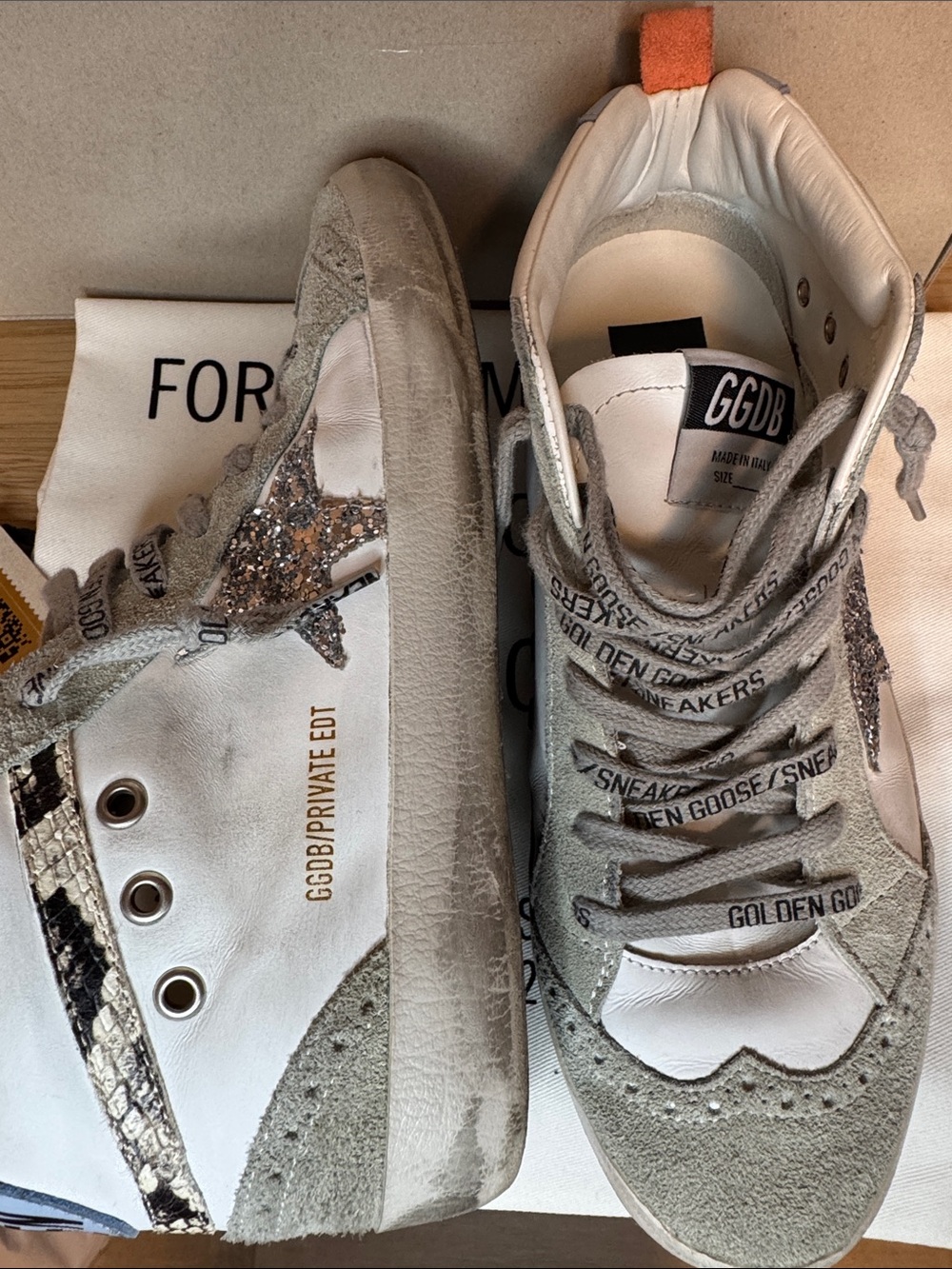 SSENSE Exclusive Golden Goose Midstar Suede Leather Silver Glitter Star - Picture 9 of 10